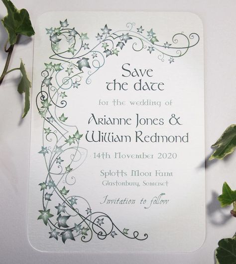 Lotr Save The Date, Celtic Save The Date, Elven Wedding Invitations, Rivendell Wedding Theme, Lord Of The Rings Save The Date, Fantasy Save The Date, Lord Of The Rings Wedding Ideas, Elves Wedding, Rivendell Wedding