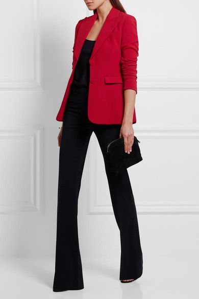 Red Blazer Outfit For Work, Red Blazer Outfit, Black Pants Outfit, Crepe Blazer, Black Cami, Professional Wear, Red Blazer, Red Outfit, Blazer Outfits