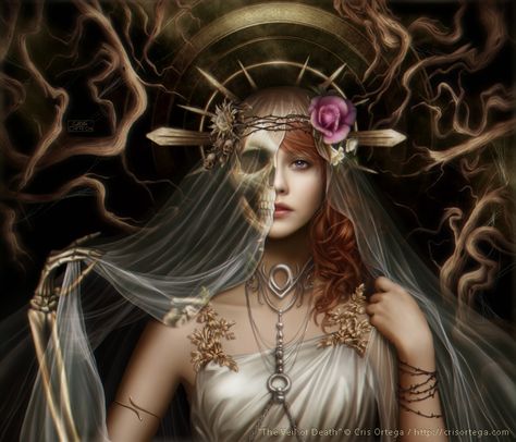 Cris Ortega, Hel Goddess, Goddess Of The Underworld, Norse Goddess, Gothic Fantasy Art, Hades And Persephone, Mythology Art, Goddess Art, The Veil