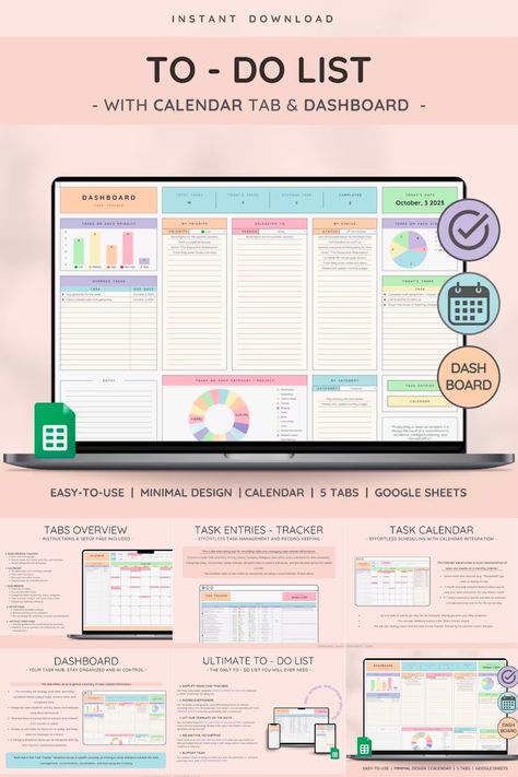 Boost Your Productivity: To-Do List & Task Tracker by SerenatasEssentials - The Ultimate Planner for Daily, Weekly, and Monthly Organization! — DIAxNA Free Monthly Budget Template, Finance Sheet, Spreadsheet Ideas, Google Sheets Calendar, Business Planner Printables, Weekly Study Planner, Daily Study Planner, Muslim Planner, Task Calendar