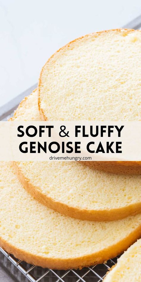 Genoa Cake Recipe, Korean Genoise Cake, Japanese Vanilla Sponge Cake, Vegan Genoise Sponge, Genoa Sponge Cake, No Fail Sponge Cake Recipe, Easy Fluffy Vanilla Cake Recipe, Moist Vanilla Sponge Cake, Hero Sponge Cake Recipe