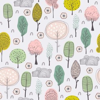 Doodle Trees, Doodle Tree, Tree Doodle, Vector Doodle, Hand Images, Kids Pattern, Hand Drawn Pattern, Flower Doodles, Free Hand