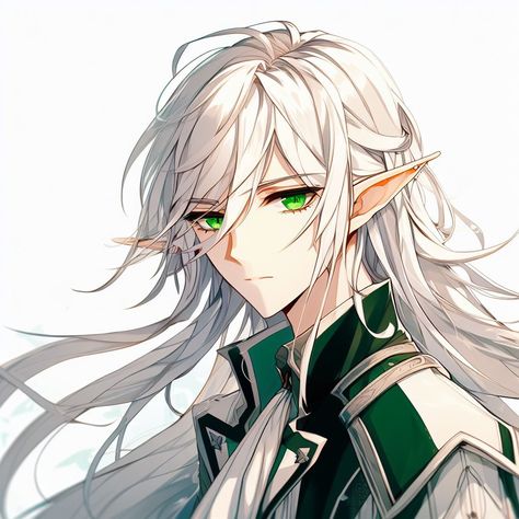 Elf Animes Boy, White Hair Elf Male, Elf Boy Art, Neuvillette Otter, Anime Elf Boy, Male Elf Art, Guys With White Hair, Anime Boy Long Hair, Elf Boy