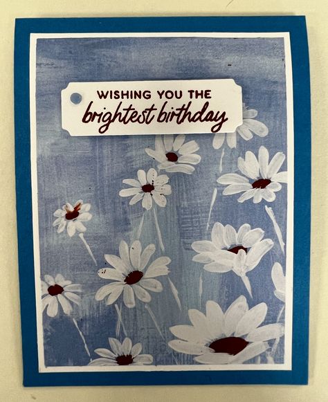 This card showcases the fresh and fun Fresh as a Daisy DSP! This card has a base of 4.25″ x 11″ piece of Azure Afternoon cardstock. Next, I simply matted a piece of 3.5″ x 4.75″ of Fresh as a Daisy DSP on a piece of 3.75″ x 5″ Basic White cardstock. I stamped the … Continue reading Bright Daisy Birthday Card Fresh As A Daisy Dsp, Daisy Birthday Card, Easy Greeting Cards, Daisy Birthday, Fresh As A Daisy, Daisy Cards, Birthday Cards For Men, Card Making Techniques, Handmade Birthday Cards