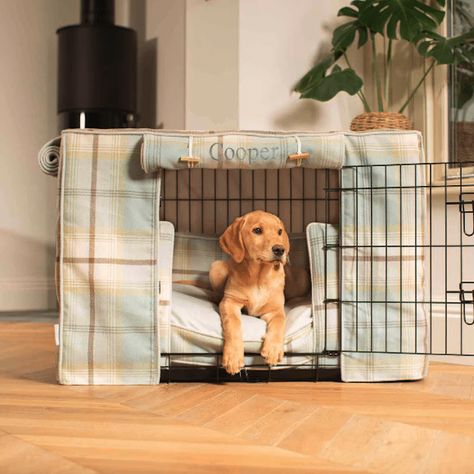 10+ Stylish Dog Crate Furniture Ideas Dog Crates That Look Like Furniture, Crate Furniture Ideas, Bedside Table Dog Crate, Comfy Dog Crate, Wooden Crate Dog Bed, Dog Crate Ideas, Furniture Crates Dog, Wooden Dog Crate, Dog Crate Cover