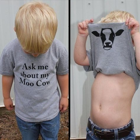 Funny Animal Shirts, Moo Cow, Funny Kids Shirts, Cow Shirt, Baby Outfits, Future Baby, Funny Kids, Ask Me