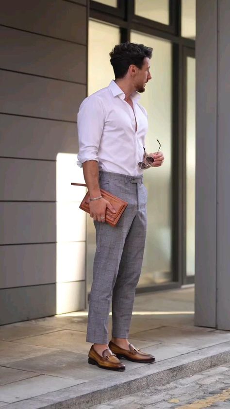 Office Dressing For Men, Formal Outfits For Men Smart Casual, High Neck Tshirt Men Outfit, Grey Suit Pants Men Outfit, Formal Outfits For Men Office Wear, Men Formal Wear Classy, Man Dressing Style Formal, Ceremony Outfit Men, Stylish Men Outfits Casual Classy