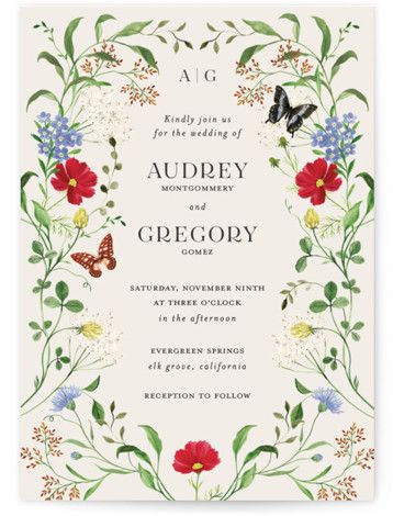 A hand painted frame of wild flowers and leaves to accompany your wedding details Beige Wedding Invitations, Wedding Wildflowers, Elder Flower, Meadow Wedding, Sarah Knight, Wildflower Wedding Invitations, Wild Meadow, Grand Wedding, Flowers Frame