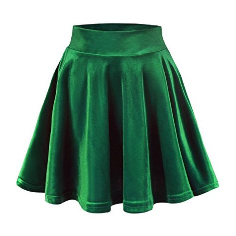 Green Velvet Skirt, Tennis Skirt Outfits, Black Cotton Skirt, Flared Skater Skirt, Comfortable Skirts, Mini Skater Skirt, Velvet Flares, Rock Outfit, Velvet Skirt