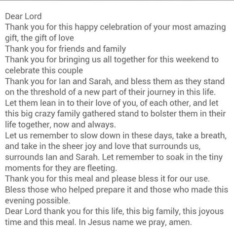 Beautiful rehearsal dinner prayer. | Other Wedding Stuff(non decor ... Wedding Meal Prayer, Engagement Speech, Wedding Prayers, Food Prayer, Dinner Prayer, Wedding Rehearsal Invitations, Wedding Prayer, Rehearsal Invitations, Wedding Reception Dinner