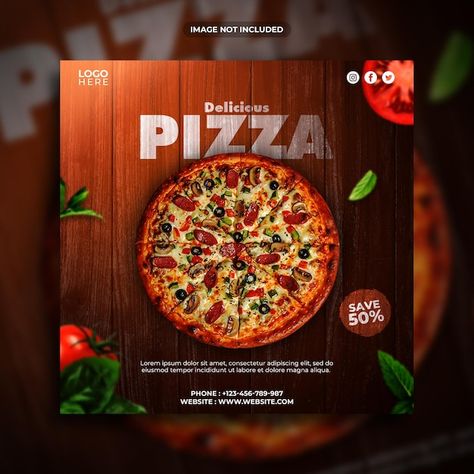 Delicious pizza social media promotion s... | Premium Psd #Freepik #psd Pizza Design Ideas, Pizza Social Media Design, Pizza Poster Design, Pizza Social Media Post, Pizza Post, New Year Social Media, Portfolio Reference, Burger Design, Pizza Poster