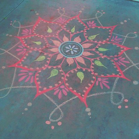 Fall color themed, chalk mandala Chalk Mandala, Fall Color, Fall Colors, Chalk, Color