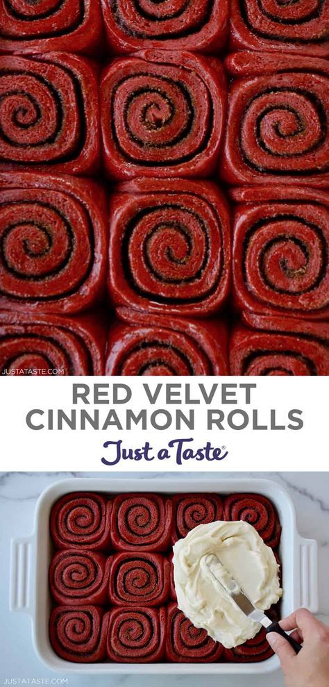 Red Velvet Cinnamon Rolls, Christmas Breakfast Ideas, Cinnamon Rolls With Cream Cheese, Cinnamon Rolls With Cream, Cinnamon Roll Recipe Homemade, Sweet Roll Recipe, Cinnamon Rolls Homemade, Cinnamon Rolls Recipe, With Cream Cheese Frosting