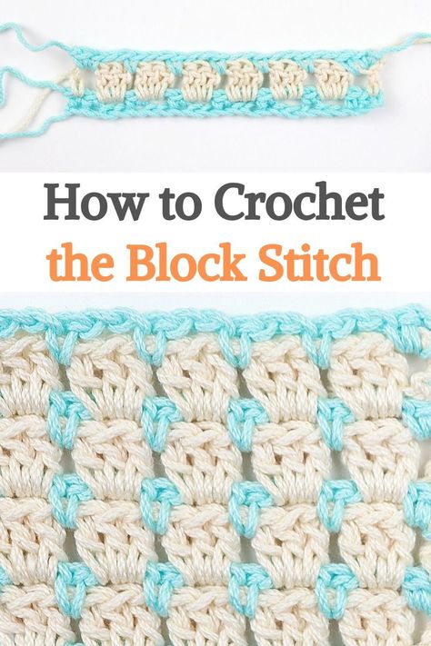 Crochet Block Stitch, Crochet Box Stitch, Stitch Step By Step, Block Stitch, Crochet Box, Crochet Stitches For Blankets, Crochet Blocks, Crochet Stitches For Beginners, Crochet Patterns Free Blanket