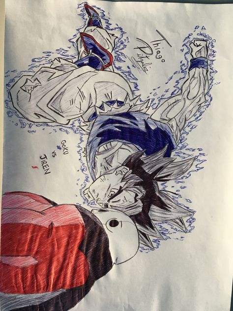 Goku Vs Jiren Drawing, Mui Goku, Goku Vs Jiren, Cartoon Characters Sketch, Neymar Barcelona, Dbz Drawings, Pen Art Work, Dragon Ball Painting, Best Anime Drawings