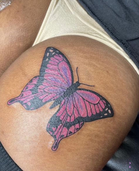 Cross Stitch Tattoo, Soft Tattoo, Black Men Tattoos, Hip Thigh Tattoos, Finger Tattoo For Women, Curvy Swim, Tattoo Butterfly, Butterfly Tattoos For Women, Black Girls With Tattoos