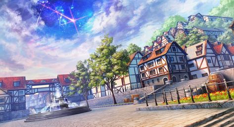 2200x1200 Original Wallpaper Background Image. View, download, comment, and rate - Wallpaper Abyss Anime Town, Shadow Creatures, Fantasy Town, Episode Backgrounds, Anime City, View Wallpaper, Fantasy City, Fantasy Setting, Fantasy Art Landscapes