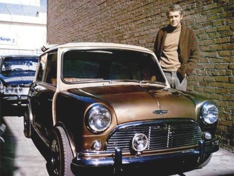 Steve McQueen and his Mini Cooper S - 1967 Steve Mcqueen Cars, Steve Mcqueen Style, Steven Mcqueen, Steve Mc, Funny Commercials, Fiat 600, Cooper S, Mini Cooper S, Mötley Crüe