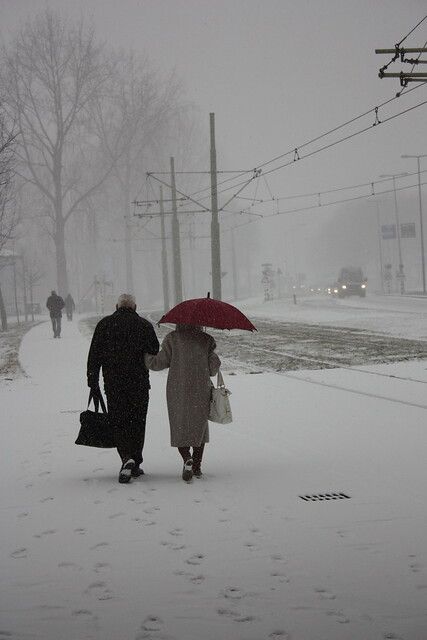 Love In Winter, Walking Photography, Snow Love, Snow Couple, Winter Couple, Favourite Season, Growing Old Together, Red Umbrella, People Walking