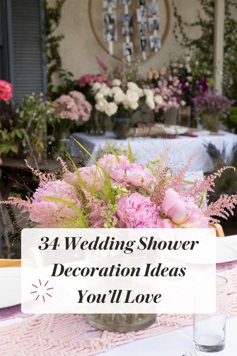 Elevate your wedding shower with these stunning decoration ideas! From elegant centerpieces to charming signage, discover creative ways to transform any space into a magical celebration of love. Explore our curated collection of decor inspiration and make the bride-to-be's shower a day to remember. #WeddingShowerDecor #CelebrationIdeas #BridalShower Decorating A Bridal Shower Table, Cute Bridal Shower Ideas Decor, Trendy Wedding Shower Ideas, Personal Shower Decorations, Bridal Shower In Home, Table Decorations For Bridal Brunch, Bridal Shower Flower Ideas, Wedding Shower Flowers, Cute Wedding Shower Ideas