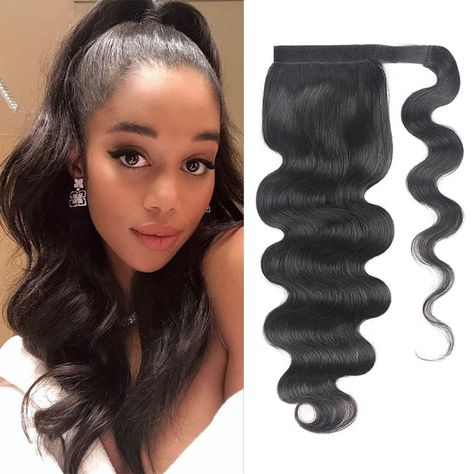 PRICES MAY VARY. Body wave ponytail extension human hair, 100% Brazilian virgin human hair, natural color, safe, comfortable and beautiful material. Human hair ponytail extension, it can be washed and dyed like your own hair, and it's no special smell, not easy to fall off, not easy to tangle. The ponytail extension is a clip in body wave ponytail to add volume and style to your hair. It is perfect human hair ponytail for black women. It's easy to wear, wrap around ponytail hair pieces, no damag Velcro Ponytail, Body Wave Ponytail, High Buns, Wave Ponytail, Natural Hair Ponytail, Human Hair Ponytail Extensions, Human Hair Ponytail, Edge Brush, Ponytail Hair Piece