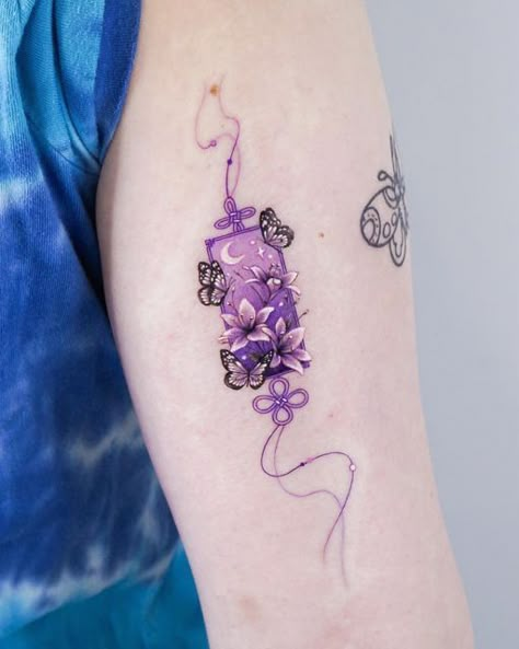 79 Tattoo, Purple Tattoo Ink, Lighter Tattoo, Darkside Tattoo, Character Builder, Ring Tattoo Designs, Korean Tattoo, Charm Tattoo, Purple Tattoos