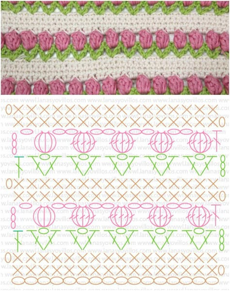 Crochet Tulip Stitch with Free Pattern Flowers In A Row Crochet Pattern, Tulip Stitch Crochet Pattern, Crochet Row Patterns, Tulip Pattern Crochet, How To Crochet Flowers, Flower Stitch Crochet, Tulip Stitch Crochet, Tulip Crochet Pattern, Spring Crochet Ideas