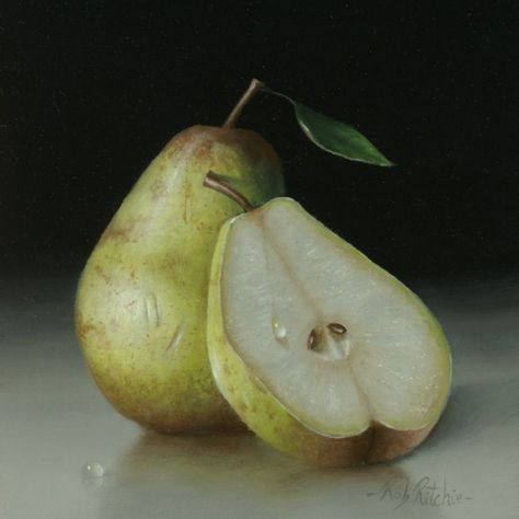 That's a Pear & a Half - Rob Ritchie - The Hunter Gallery Pear Oil Painting, Pear Aesthetic, Pears Photography, Still Life Vegetables, Pear Still Life, Pear Photography, Pear Drawing, Pear Painting, Composition Ideas