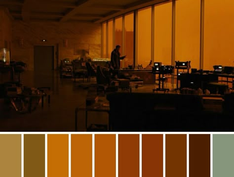 Cenimatic Color Platte, Cinematic Color Palette, Photo Color Palette, Color In Film, Movie Color Palette, Retro Color Palette, Cinema Colours, Noir Color, Orange Color Palettes