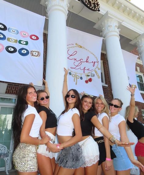 Bid Day Aesthetic, Sorority Vision Board, Lucky Charm Bid Day, Bid Day Themes 2024, Recruitment Rooms, Bidday Themes, Sorority Work Week Themes, Work Week Themes Sorority, Sorority Party Themes