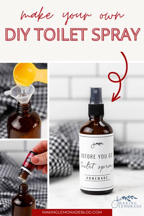 Diy Toilet Spray, Diy Poo Pourri, Odor Eliminator Diy, Toilet Fizzies, Bathroom Odor Eliminator, Essential Oil Spray Recipes, Toilet Odor, Diy Room Spray, Making Lemonade