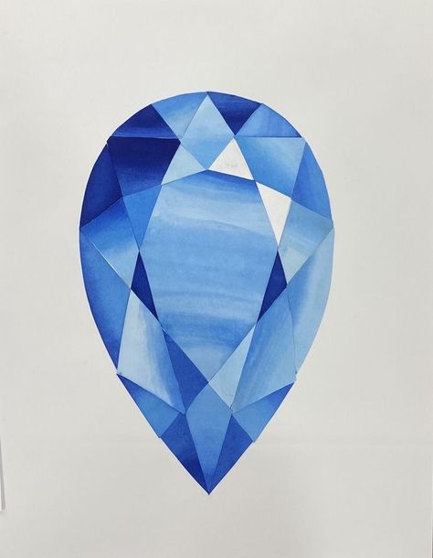 Watercolor Gem, Jewel Drawing, Gem Drawing, Watercolor Art Face, Pen Art Work, Jewelry Rendering, Polygon Art, Diamond Drawing, Colored Pencil Artwork