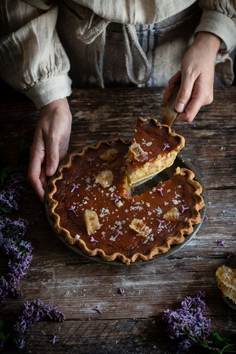 Lilac Sugar, Roasted Rhubarb, Dessert Halloween, Honey Pie, Dessert Photography, Sweet Pies, Rhubarb Recipes, Pie Tart, Honey Roasted