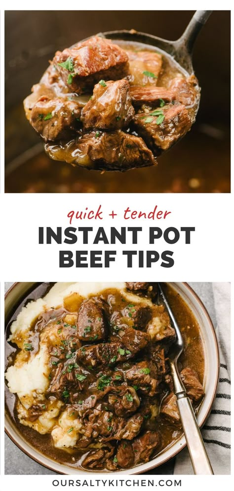 Pressure Cooker Beef Tips, Beef Tips And Gravy Recipe, Instant Pot Beef Tips, Rice Recipes Chicken, Tenderloin Tips, Beef Tips Recipe, Beef Tips And Rice, Pressure Cooker Beef, Instant Pot Stew