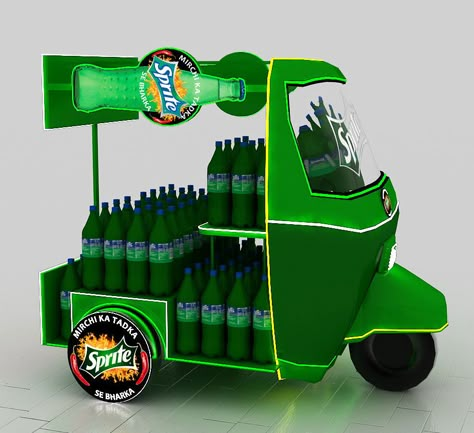 Sprite Rikshaw on Behance Sale Display Ideas, Juice Display, Small Booth Design, Beer Display, Design Center Showroom, Pos Design, Shopper Marketing, Retail Design Display, Point Of Sale Display