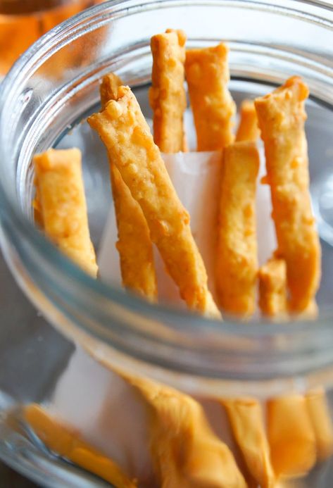 Cheese Straws by Bridget Larp Recipes, Game Appetizers, Cheese Straws Recipe, Wedding Foods, Homemade Cheese Crackers, Crunchy Snacks, Cheese Puff Pastry, Freezer Jam, Cheese Straws