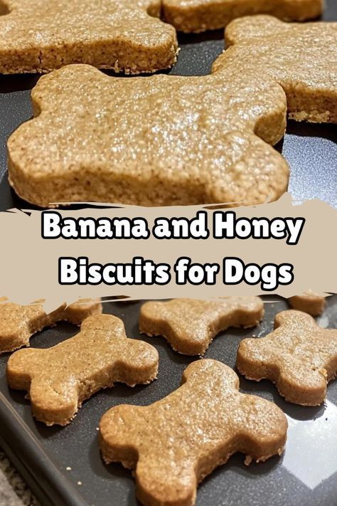 These Banana and Honey Biscuits for Dogs are an easy, healthy, and homemade treat your pup will love! With natural ingredients like banana, honey, and oats, these biscuits are perfect for rewarding your dog. Try this quick and simple recipe now, and give your dog something special! #dogtreats #homemadedogtreats #bananabiscuit Recipe For Healthy Dog Treats, Dog Treats Using Bananas, Dog Cookies Homemade, No Peanut Butter Dog Treats, Health Dog Treats, Healthy Dog Biscuits Recipes, Dog Biscuit Recipes Easy, Baked Dog Biscuits, All Natural Dog Treat Recipes