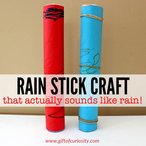 DIY rain stick craft that actually sounds like rain! Diy Rain Stick, Rain Stick Craft, Rain Stick Crafts, Diy Paper Art, Rain Sticks, Rain Sounds, Craft Craft, Crafts For Boys, Paper Towel Roll Crafts