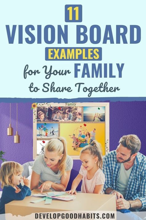 11 Vision Board Examples for Your Family to Share Together #visionboard #family #parenting #selfhelp #selfimprovement Family Dream Board, Vision Board Ideas Family, Family Vision Board Ideas, Vision Board Family, Family Vision Board, Vision Board Ideas Examples, Happy Family Photos, Family Vision, Christian Vision Board