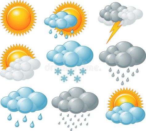 Weather Clipart, Free Printable Clip Art, Weather Crafts, Weather Chart, Weather Symbols, Weather Icons, Weather Activities, Green Day, Kids Education