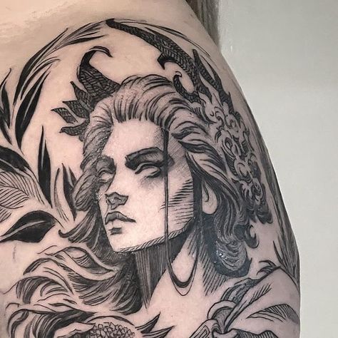 Pomegranate Persephone Tattoo, Persephone Hades Tattoo, Greek Goddess Tattoo Persephone, Persephone Art Drawing, Persephone Tattoo Design, Persephone And Hades Tattoo, Hades And Persephone Tattoo, Persephone Tattoo, Greek Goddess Tattoo