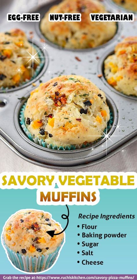 Savory Vegetable Muffins, Eggless Baked Goods, Amazing Muffins, Savoury Vegetable Muffins, Dayhome Ideas, Egg Free Muffins, Savory Breakfast Muffins, Vegetable Muffins, Eggless Breakfast