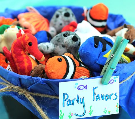 Under The Sea Birthday Giveaway, Adopt A Fish Party Favor, Adopt A Sea Creature Party Favor, Under The Sea Party Favors Goody Bags, Prom Souvenirs, Sea Animals Birthday Party Ideas, Stuffed Animal Party, Under The Sea Party Favors, Ocean Party Favors