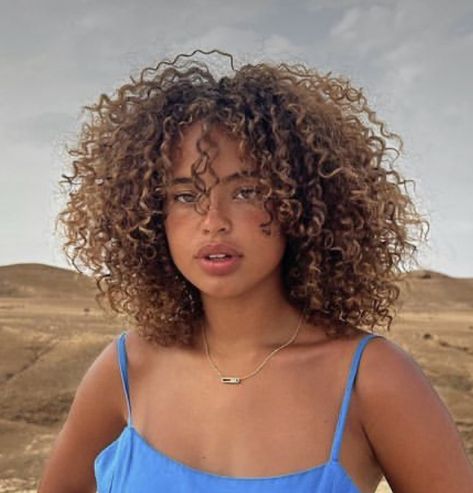 Light Brown Curly Hair Black Women, Afro Highlights, Curly Light Brown Hair, Paola Locatelli, Dyed Curly Hair, Natural Curly Hair Cuts, Highlights Curly Hair, Mixed Curly Hair, Blonde Curly Hair