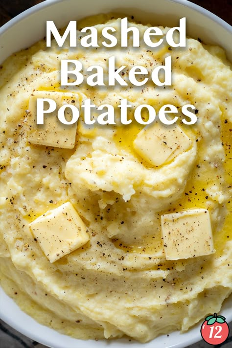 Mashed Baked Potatoes | 12 Tomatoes Baked Mashed Potatoes Recipe Ovens, Mashed Potatoes From Baked Potatoes, Mashed Baked Potatoes, Potato Side Dishes Easy, Baked Mashed Potatoes, Easy Bakes, Making Baked Potatoes, Holiday Recipe Ideas, Perfect Mashed Potatoes