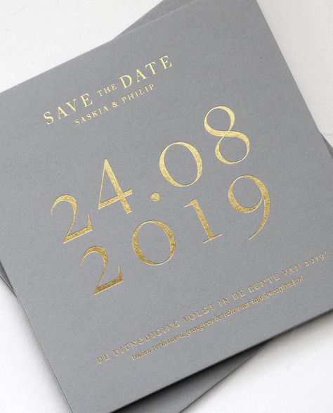 Simple Neutral Wedding, Nicety Studio, Gold Foil Stationery, Printing Studio, Grey Wedding Invitations, Classic Invitation, Stationery Packaging, Gold Foil Wedding, Wedding Stationery Design