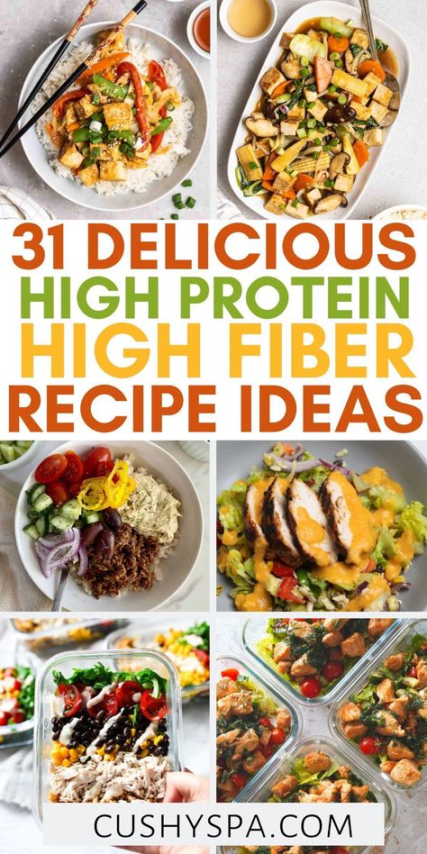 Wondering How to Boost Protein and Fiber Intake? Try These 31 Recipes! High Protein High Fiber Recipes, High Protein And Fiber Meals, High Protein High Fiber Meals, High Fiber Dinner, Fiber Meals, Bland Meals, High Fiber Foods, Healthy Diet Recipes, Protein Pack