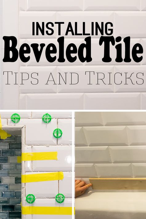 Installing Beveled Subway Tile Beveled Subway Tile Bathroom, Beveled Subway Tile Kitchen, Beveled Subway Tile Backsplash, White Beveled Subway Tile, White Subway Tile Kitchen, White Subway Tile Bathroom, Bevelled Tiles, Beveled Subway Tile, Custom Jewelry Ideas