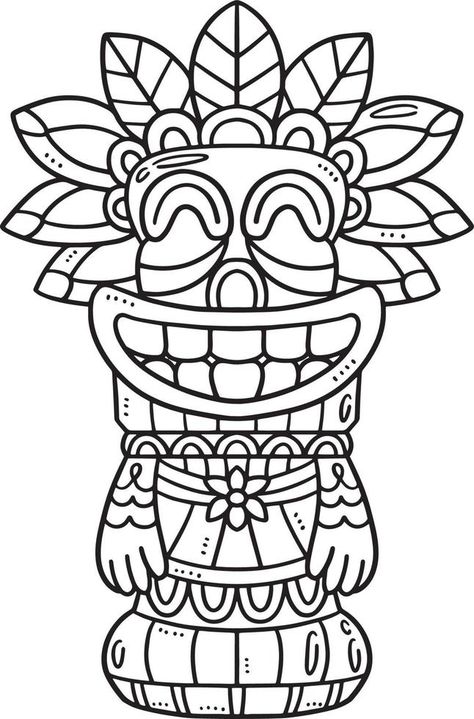 Tiki Coloring Pages, Tiki Totem Poles, Tiki Ideas, Construction Paper Crafts, Tiki Totem, Totem Poles, Easy Animals, Totem Pole, Animal Coloring