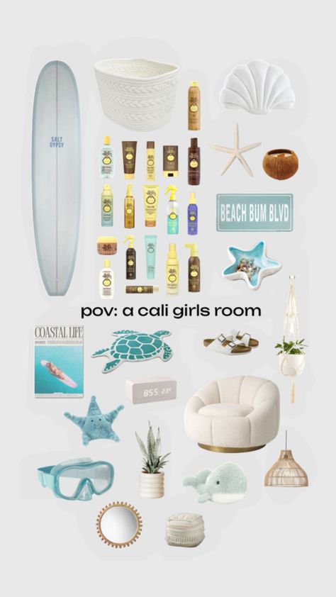 Boho Beach Room Decor, Coastal Room Decor Ideas, Beachy Desk, Surfer Girl Room, Light Blue Rooms, Room Preppy, Beach Core, Costal Bedroom, Surf Room Decor